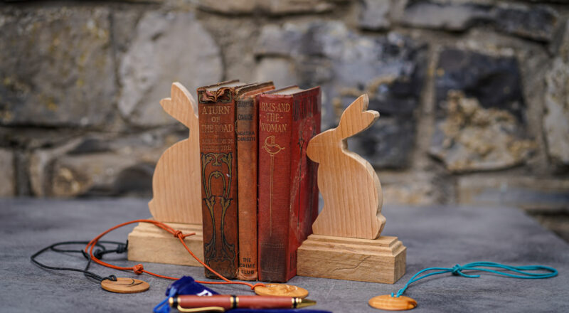 rabbit shaped book ends